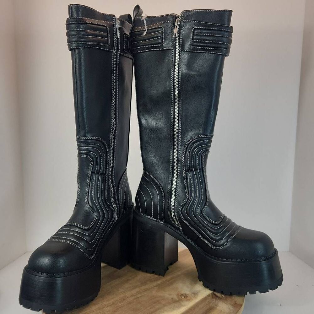 Dolls Kill - Roadway Combat Boots Generation Kiss Women's Size 10 M Black - Picture 6 of 10